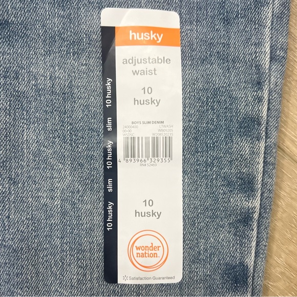 Wonder Nation Boys Slim Knit Stretch Denim Jeans Adjustable Waist, 10 Husky - Picture 4 of 8
